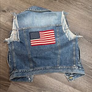 Polo by Ralph Lauren Blue Denim Vest with American Flag